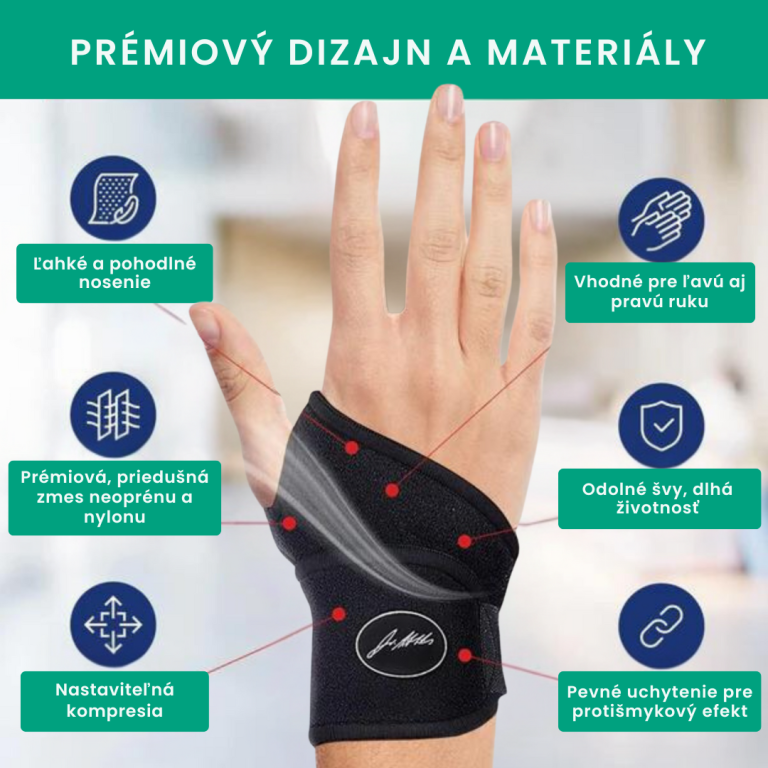 Stabler kompresný zápästný pás – elastická a flexibilná zápästná ortéza