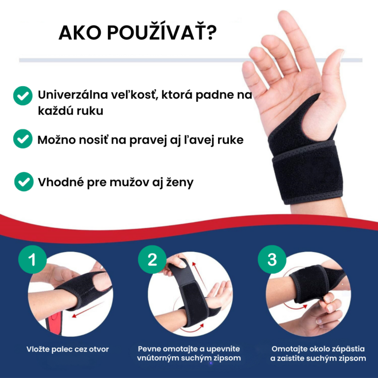 Stabler kompresný zápästný pás – elastická a flexibilná zápästná ortéza
