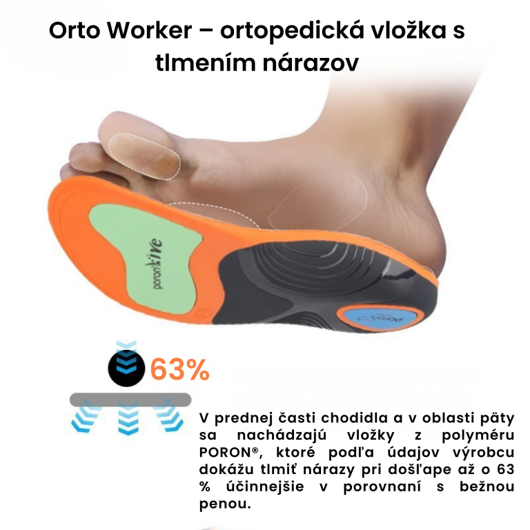 Orto Worker – tlmiaca ortopedická vložka do pracovnej obuvi a topánok s oceľovou špičkou