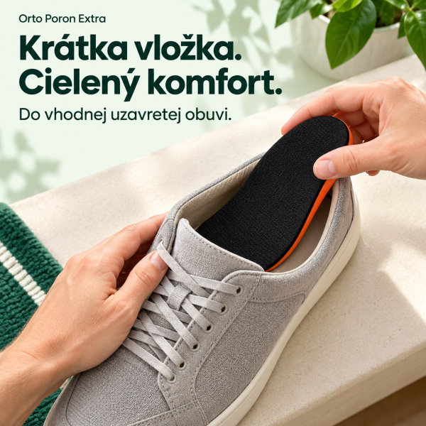 Vkladanie krátkej vložky Orto Poron Extra do uzavretej topánky